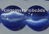 CCT579 15 inches 14mm flat round cats eye beads wholesale