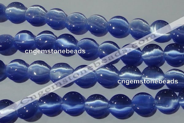 CCT579 15 inches 14mm flat round cats eye beads wholesale