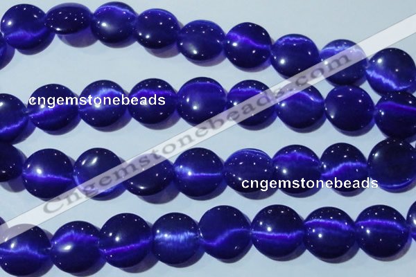 CCT580 15 inches 14mm flat round cats eye beads wholesale
