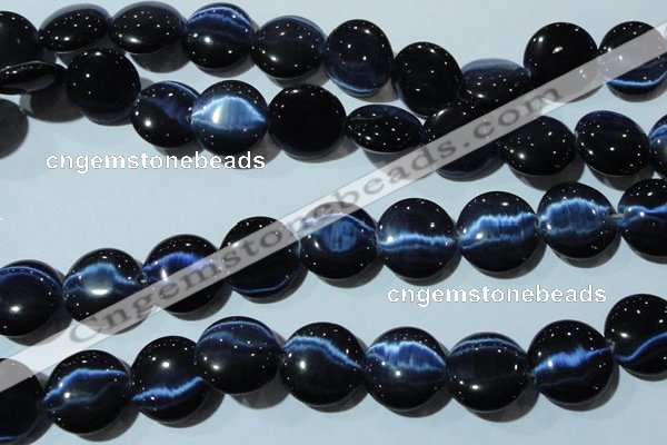 CCT582 15 inches 14mm flat round cats eye beads wholesale