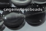 CCT583 15 inches 14mm flat round cats eye beads wholesale