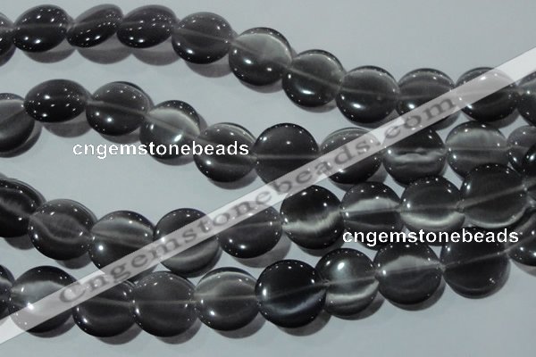 CCT583 15 inches 14mm flat round cats eye beads wholesale