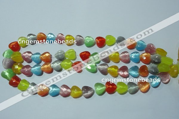 CCT973 15 inches 12*12mm faceted heart cats eye beads wholesale