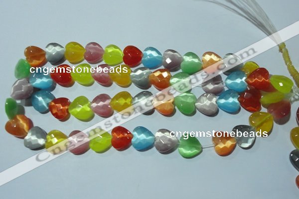 CCT980 15 inches 14*14mm faceted heart cats eye beads wholesale