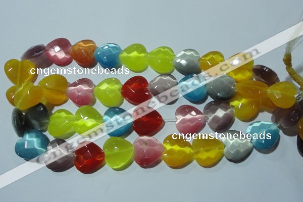 CCT992 15 inches 18*18mm faceted heart cats eye beads wholesale