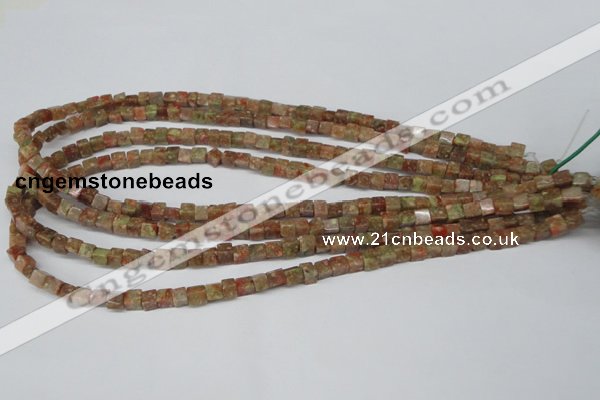 CCU05 15.5 inches 4*4mm cube New unakite beads wholesale