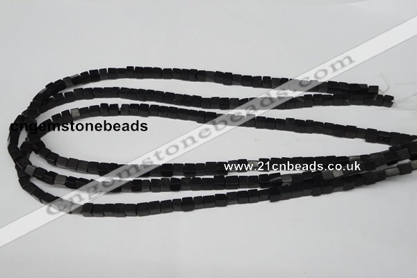 CCU09 15.5 inches 4*4mm cube black agate beads wholesale