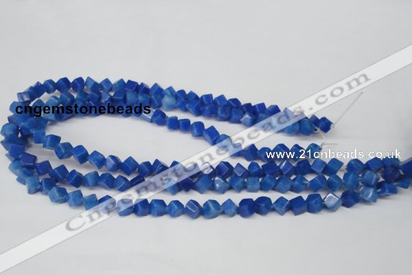 CCU101 15.5 inches 6*6mm cube dyed white jade beads wholesale