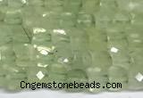 CCU1014 15 inches 4mm faceted cube prehnite beads