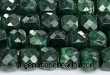 CCU1016 15 inches 4mm faceted cube malachite beads