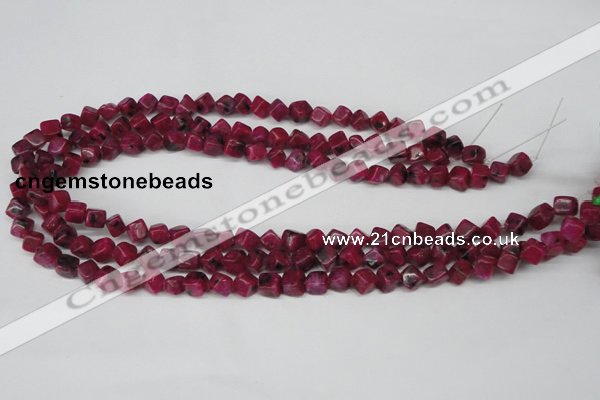 CCU102 15.5 inches 6*6mm cube dyed white jade beads wholesale