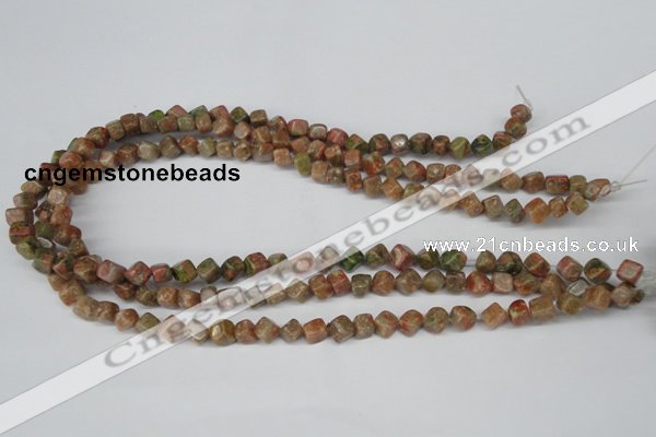 CCU103 15.5 inches 6*6mm cube New unakite beads wholesale