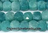 CCU1039 15 inches 6mm faceted cube amazonite beads