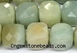 CCU1047 15 inches 8mm faceted cube amazonite beads