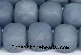 CCU1052 15 inches 8mm faceted cube blue angel skin beads