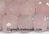 CCU1053 15 inches 8mm faceted cube rose quartz beads