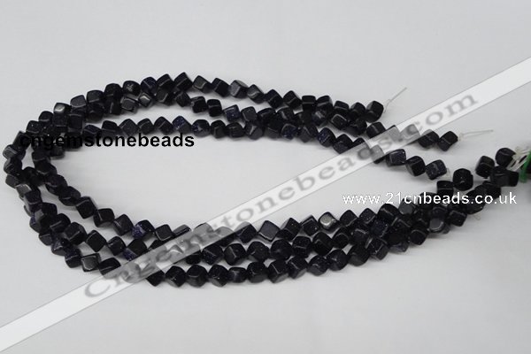 CCU106 15.5 inches 6*6mm cube blue goldstone beads wholesale