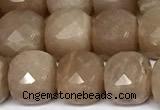 CCU1060 15 inches 8mm faceted cube moonstone beads