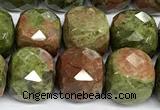 CCU1062 15 inches 8mm faceted cube unakite beads