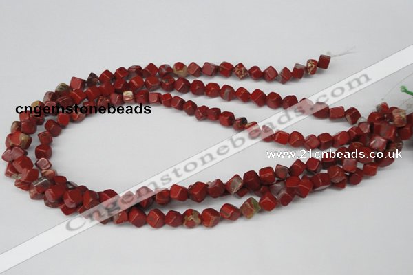 CCU108 15.5 inches 6*6mm cube red jasper beads wholesale