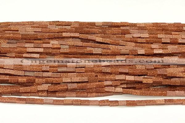 CCU1094 15 inches 2*4mm cuboid goldstone beads