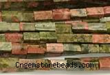 CCU1098 15 inches 2*4mm cuboid unakite beads