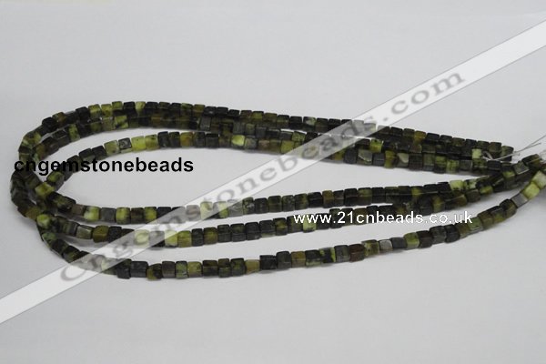 CCU12 15.5 inches 4*4mm cube yellow turquoise beads wholesale