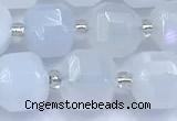 CCU1286 15 inches 9mm - 10mm faceted cube blue chalcedony beads