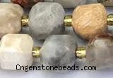 CCU1288 15 inches 9mm - 10mm faceted cube chrysanthemum agate beads