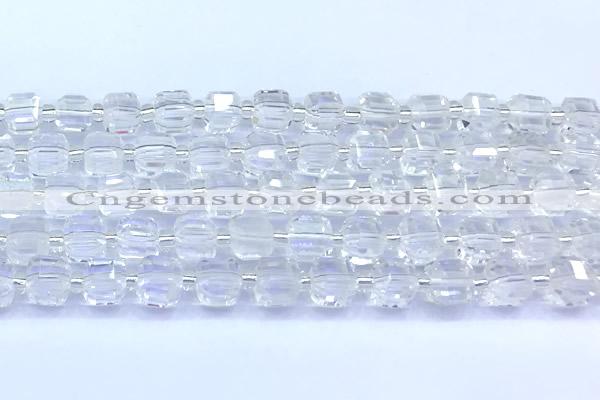 CCU1300 15 inches 9mm - 10mm faceted cube white crystal beads
