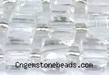 CCU1310 15 inches 7mm - 8mm faceted cube white crystal beads