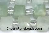CCU1311 15 inches 7mm - 8mm faceted cube aquamarine beads
