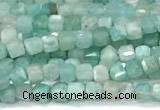 CCU1322 15 inches 2.5mm faceted cube amazonite beads