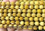 CCU1371 15 inches 6mm - 7mm faceted cube yellow mookaite beads
