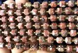 CCU1379 15 inches 6mm - 7mm faceted cube red sesame jasper beads