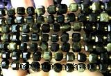 CCU1407 15 inches 6mm - 7mm faceted cube golden obsidian beads