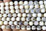 CCU1428 15 inches 6mm - 7mm faceted cube white opal beads