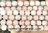 CCU1451 15 inches 8mm - 9mm faceted cube rose quartz beads
