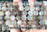 CCU1460 15 inches 8mm - 9mm faceted cube green phantom quartz beads