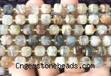 CCU1461 15 inches 8mm - 9mm faceted cube phantom quartz beads