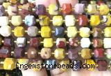 CCU1472 15 inches 8mm - 9mm faceted cube mookaite gemstone beads