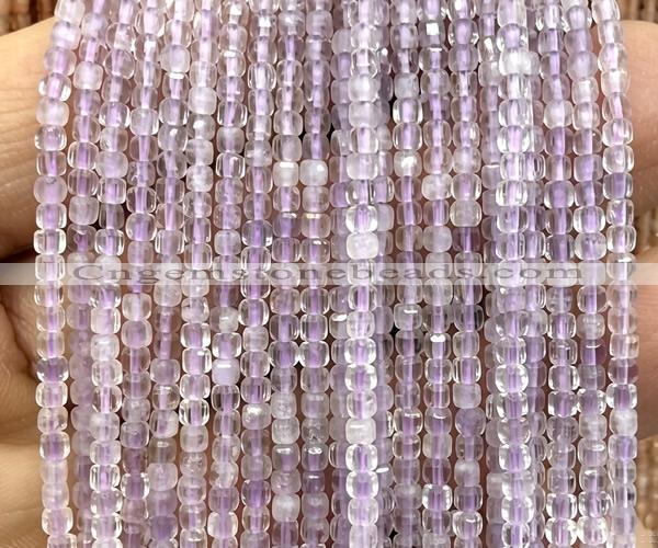 CCU1601 15 inches 2.5mm faceted cube lavender amethyst beads