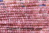 CCU1606 15 inches 2.5mm faceted cube strawberry quartz beads