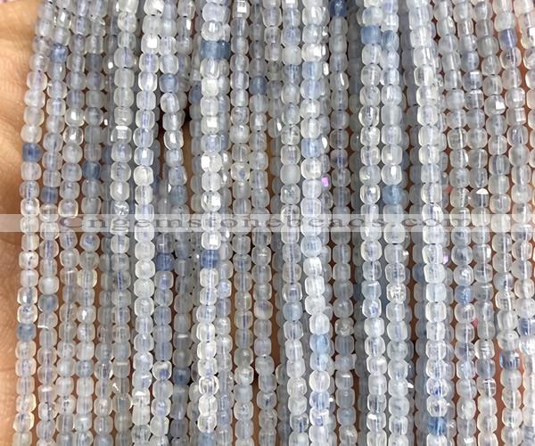 CCU1622 15 inches 2.5mm faceted cube aquamarine gemstone beads