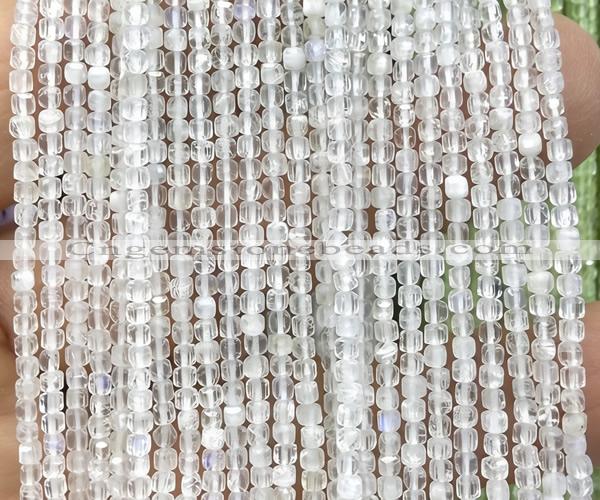 CCU1630 15 inches 2.5mm faceted cube white moonstone beads