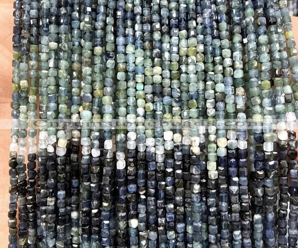 CCU1647 15 inches 2.5mm faceted cube blue tourmaline beads