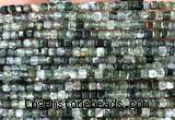 CCU1696 15 inches 2.5mm faceted cube moss agate beads