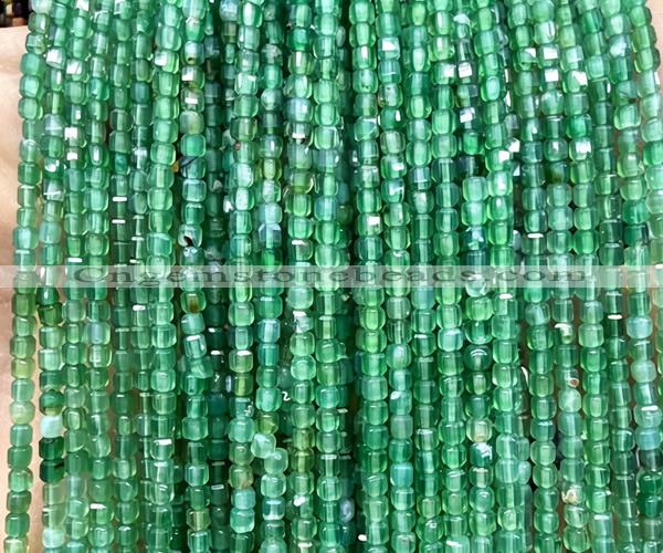 CCU1700 15 inches 2.5mm faceted cube green agate beads