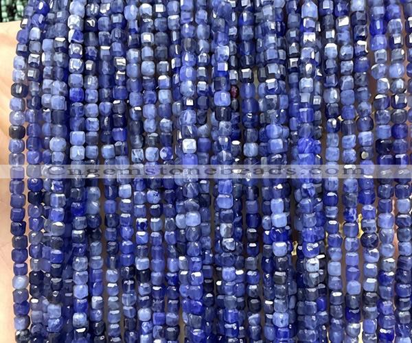 CCU1716 15 inches 2.5mm faceted cube sodalite gemstone beads