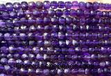 CCU1803 15 inches 4mm faceted cube amethyst gemstone beads